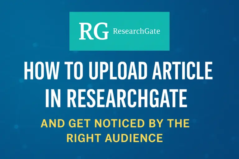 How to Upload Article in ResearchGate